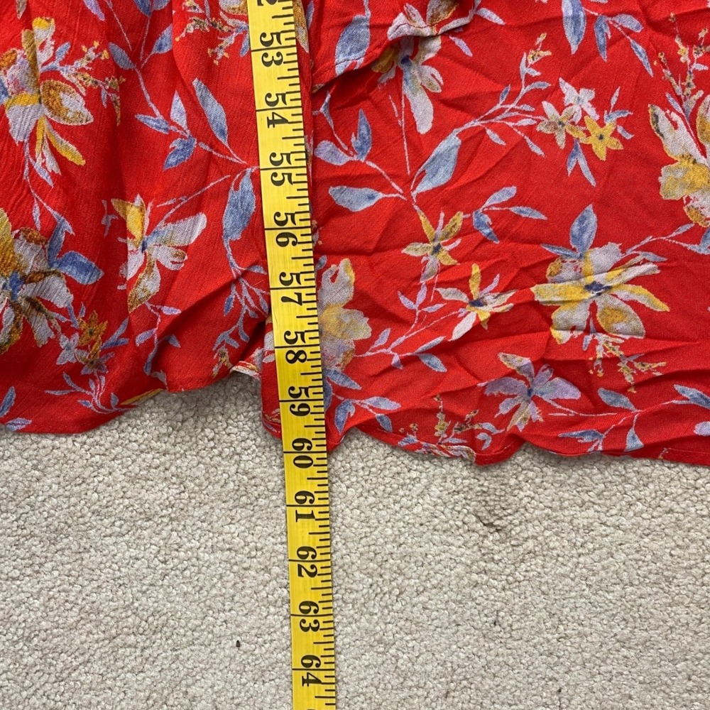 Kimchi Blue Red Floral Halter Maxi Dress Keyhole Cutout Slit Size 0 NWT - Picture 12 of 12